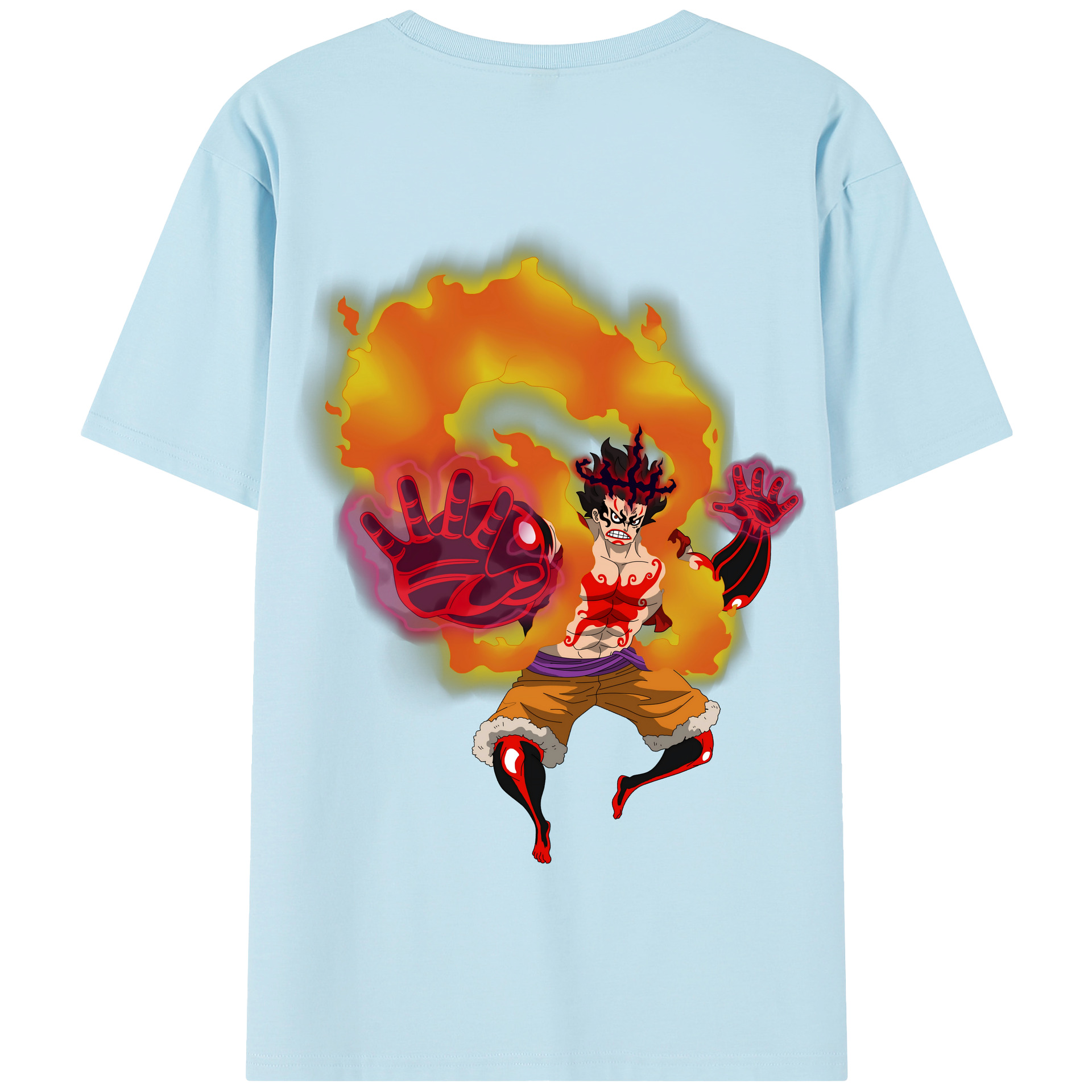 ワンピース モンキー・D・ルフィ ONE PIECE Monkey D. Luffy 綿100％半袖Tシャツ（背面プリント）